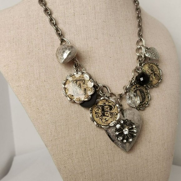 HOPE Heart Necklace Mixed Media Charm Statement Necklace 21 inch Length - Picture 5 of 8